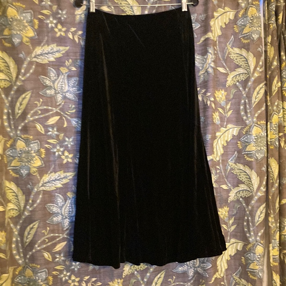 ebossy Womens High Waist Pleated Velvet Skirt Flowy Swing A-line Mid Skirt